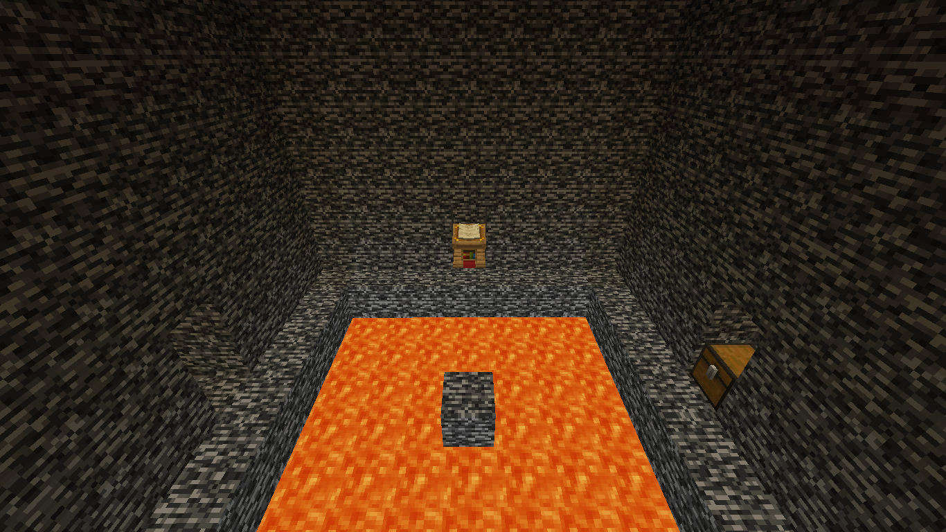 Image 1: the "lobby" with the lectern which holds a book that will contain the game rules as soon as I figure them out